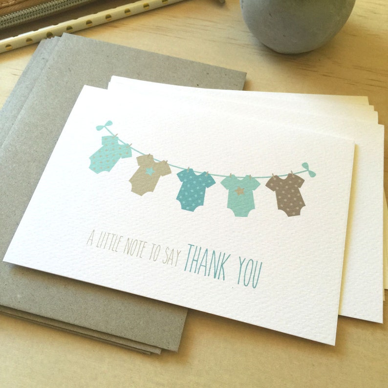 Thank You Baby Boy Card Pack Set of 5 Cards Baby Shower Etsy Australia