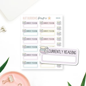 Currently Reading Planner Stickers, Reading Stickers, Book Stickers, Erin Condren Planner Stickers, Happy Planner Stickers, Kikki K, SML152