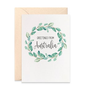 Eucalyptus Wreath Australia Card, Eucalyptus Card, Greetings from Australia Greeting Card, Aussie Card, Handmade Card from Australia, AUS017