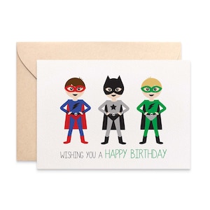 Birthday Card Boy, Superheroes Birthday Card, Superhero Greeting Card, Birthday Card for Boys, Superhero Card for Boy, HBC242