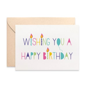 Fun Brights Birthday Card for Girls, Happy Birthday Card with Bright Candles, Wishing you a Happy Birthday Greeting Card, HBC258