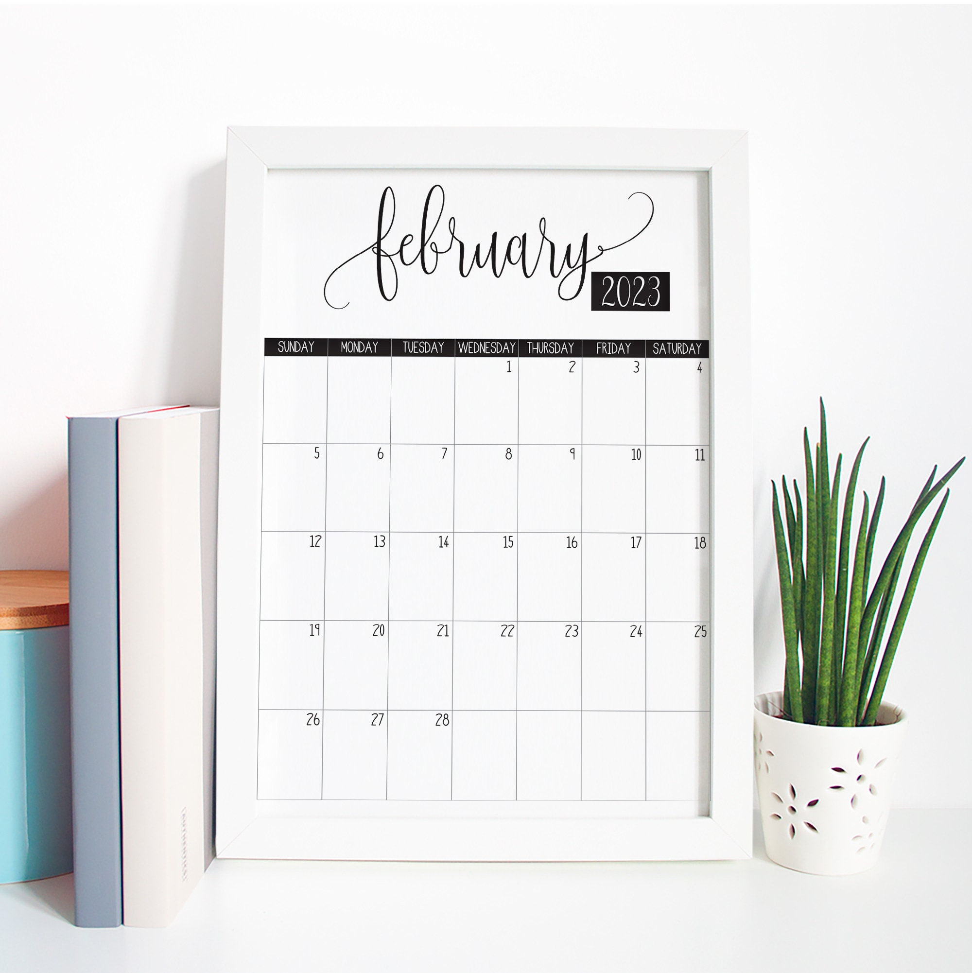 Script Printable Monthly Calendar 2023 Instant PDF Download - Etsy