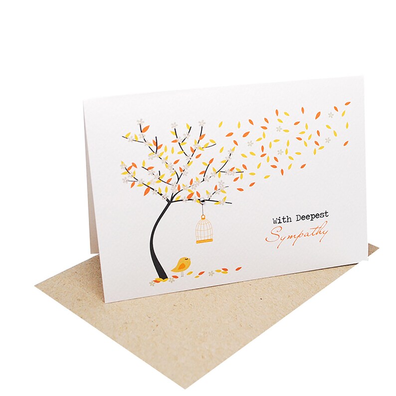 Sympathy Card, Thinking of You Card, Bereavement Card, Orange Fall Autumn Tree, Condolence Card, Sorry Card, Card Sympathy, WDS017 image 4