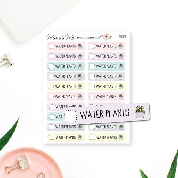 Water Plants Checklist Planner Stickers, Water Plants Stickers, Erin Condren Planner Stickers, Happy Planner Stickers, Kikki K, SML094