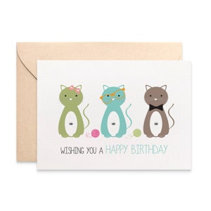 Cat Birthday Card Female, Kitty Cats, Cat Lover Card, Happy Birthday Card for Birthday Girl, Card for Cat Lover, Card for Mum, HBF166