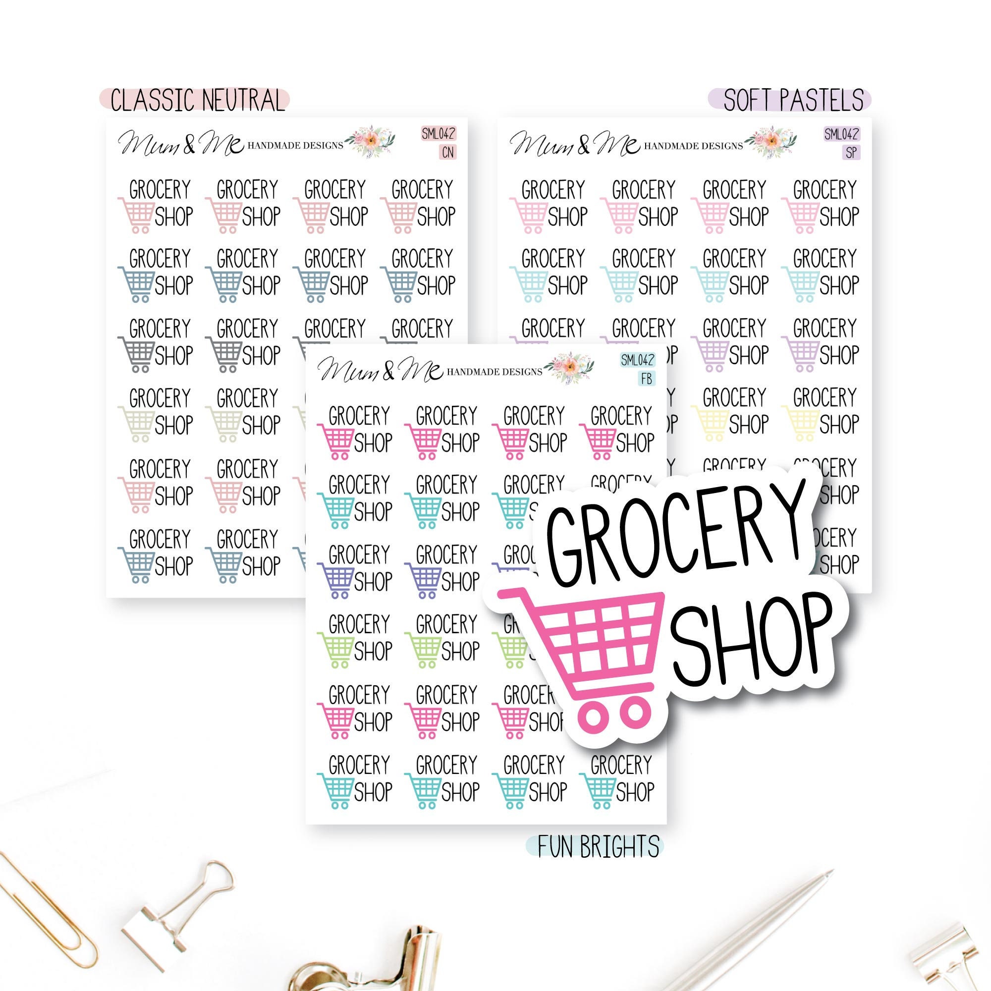 Craft Supplies & Tools Stickers Shopping Trolley Stickers Planner