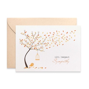 Sympathy Card, Thinking of You Card, Bereavement Card, Orange Fall Autumn Tree, Condolence Card, Sorry Card, Card Sympathy, WDS017 image 1