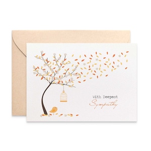 Sympathy Card, Thinking of You Card, Bereavement Card, Orange Fall Autumn Tree, Condolence Card, Sorry Card, Card Sympathy, WDS017