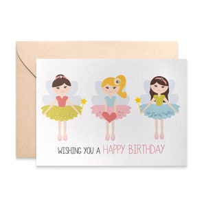Birthday Card Girl, Fairies Card, Card for Girls, Happy Birthday Card, Girl Birthday Card, Birthday Girl Card, Fairy Party, HBC207