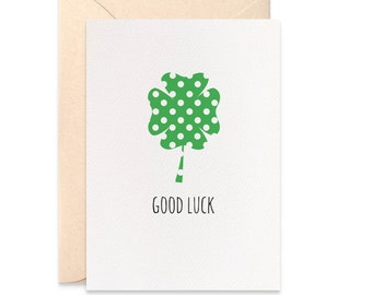 Good Luck Greeting Card, Good Luck Card, Lucky Four Leaf Clover Card, Card for Good Luck, GDL006