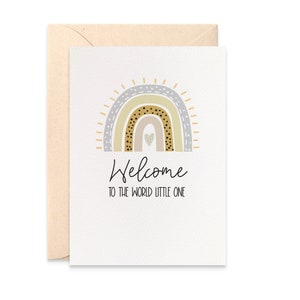Neutral Baby Card, Welcome to the World Card, New Baby Card, Boho Neutral Baby Greeting Card, Handmade Baby Card, BBY010