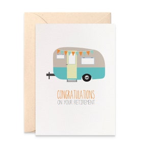 Retirement Card, Work Retirement Cards, Caravan Camper Retirement with Bunting, Congratulations on your Retirement Wishes, OYR008