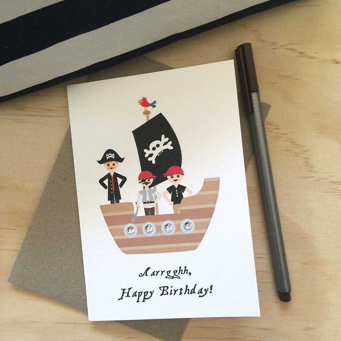 Geburtstagskarte für Jungen Piraten auf einem Piratenschiff Etsy