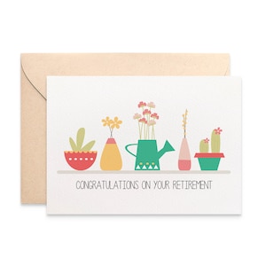 Retirement Card, Women's Retirement Card, Card for Retirement, Pot Plants Retirement Card, Work Retirement Card, OYR010