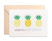 Pineapple Birthday Card, Birthday Card for Her, Womens Birthday Card, Pineapple Card, Geometric Pineapples Happy Birthday Card Female HBF138