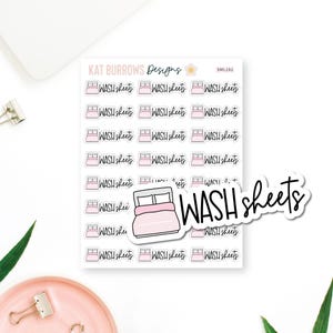 Pegatinas para planificador Wash Sheets, pegatinas con íconos de escritura, pegatinas para planificador Erin Condren, Happy Planner, SML181