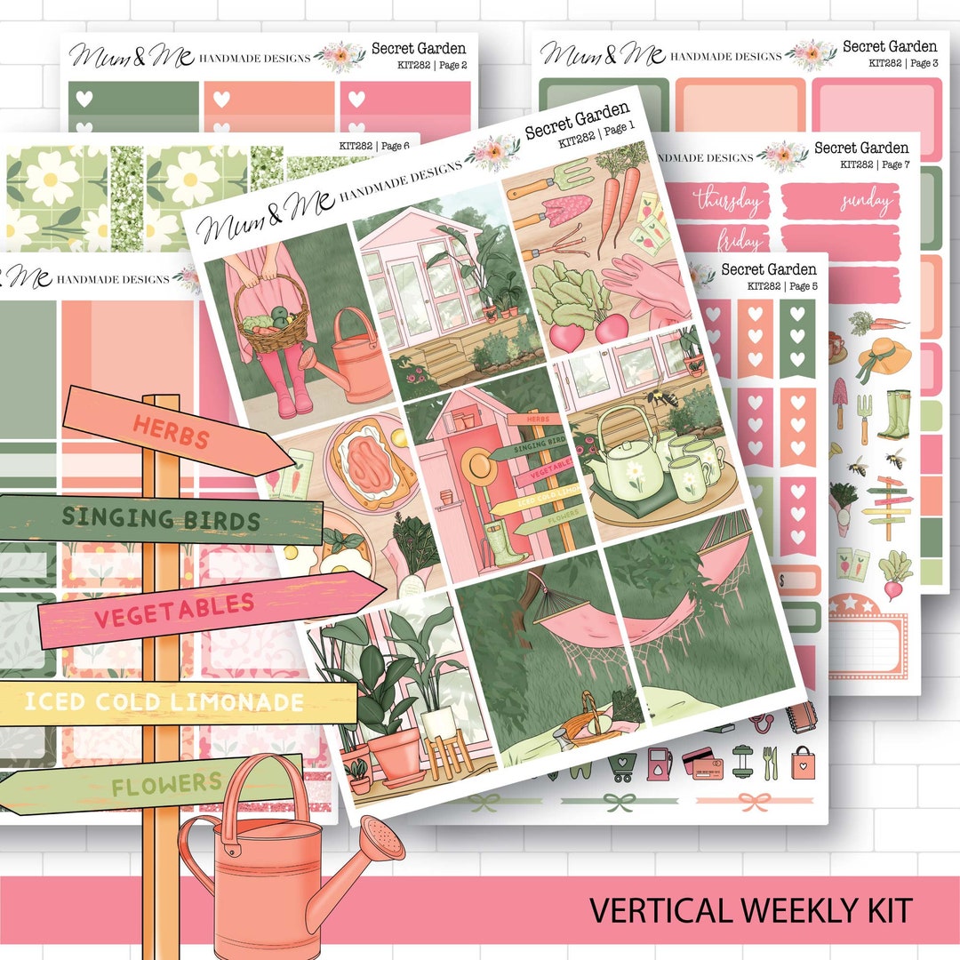 Planner Sticker Kit Secret Garden, Secret Garden Stickers, Erin Condren ...