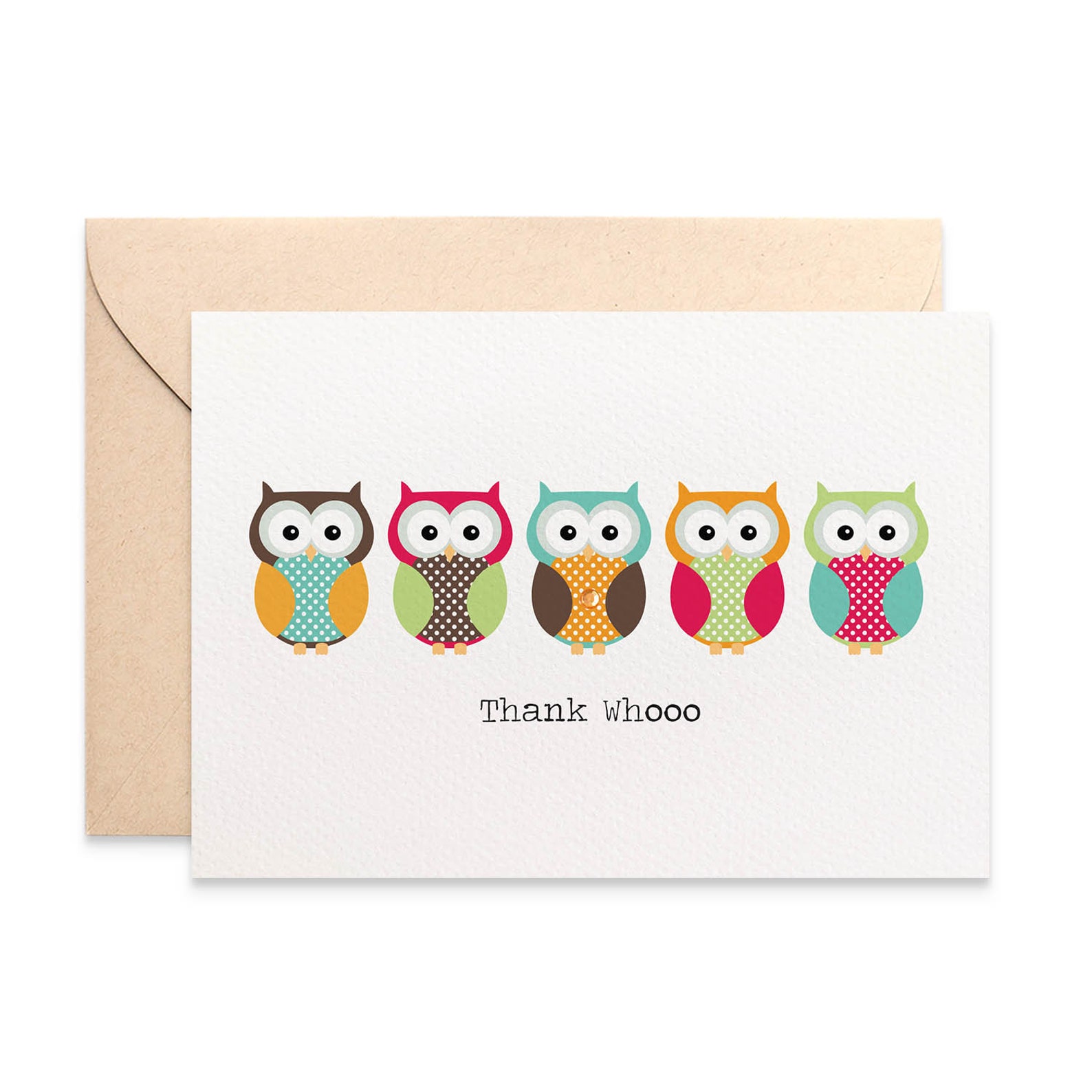 Owl Thank You Card Bright Owls Greeting Card Thank You Owl Etsy