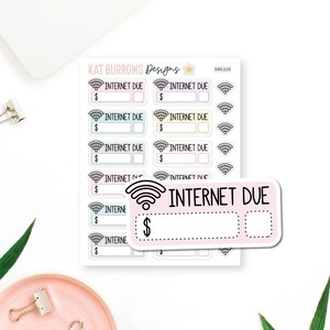 Internet Due Stickers, Internet Stickers, Bill Due Stickers, Erin Condren Planner Stickers, Happy Planner Stickers, SML119