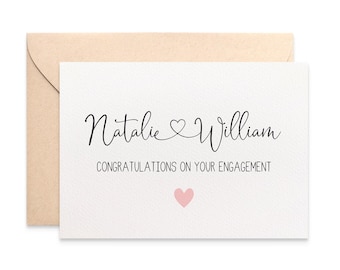 Personalised Engagement Card, Custom Engagement Card with Love Heart, Personalised Cards for Engagements, ENG028