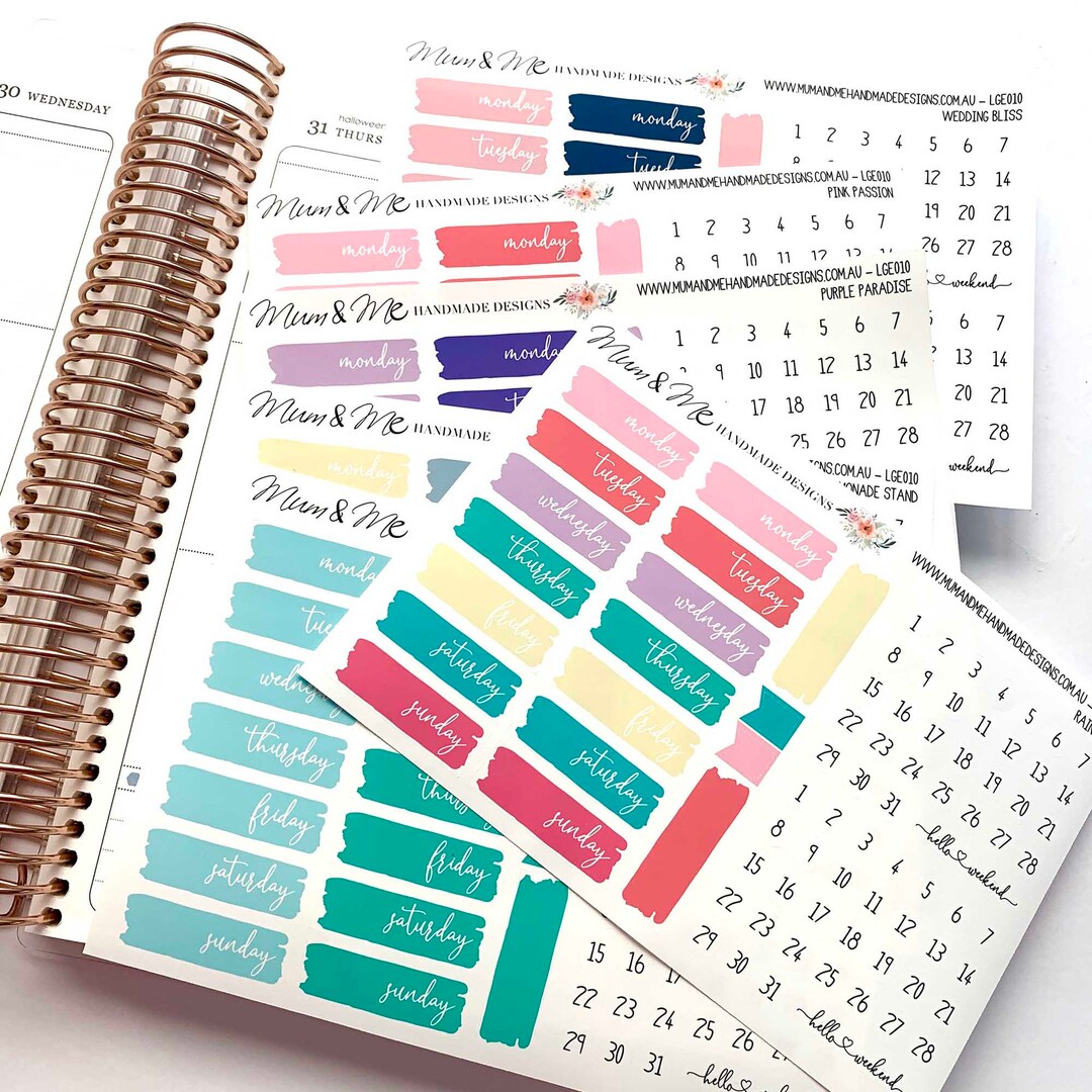Date Cover Header Planner Stickers With Numbers Date Cover Etsy
