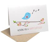 Birthday Card Girl | Blue Birdie with Flowers | Birthday Girl Card | Cards for Girls | Happy Birthday Card for Her | Girls Card | HBC187 