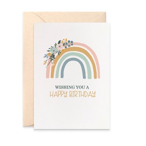 Floral Rainbow Birthday Girl Card, Rainbow Card, Happy Birthday Card, Cards for Girls, Card for Her, Girl Boho Birthday Card, HBC267