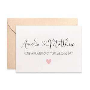 Personalised Wedding Card for the Bride and Groom, Custom Wedding Card with Love Heart, Personalised Cards for Weddings, WED082