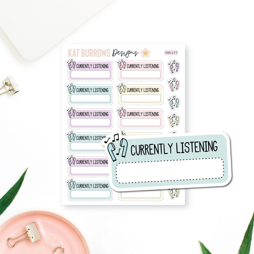 Currently Listening Planner Stickers, Podcast Stickers, Listening ...