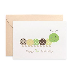 1st Birthday Card Boy, Caterpillar Card, Cards for Boys, First Birthday Card, Happy 1st Birthday Card, Boy Cards, Boy Birthday Card, HBC211