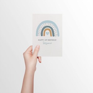 Personalised Birthday Card, Custom Blue Rainbow Birthday Card, Boys ...