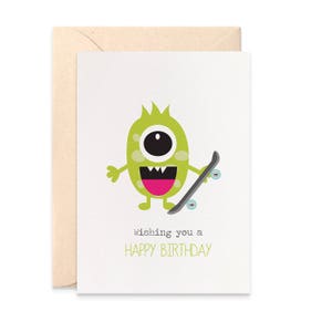 Birthday Card Boy, Card for Birthday Boy, Monster with Skateboard Card, Happy Birthday Card, Cards for Boys, Monster Card, Boy Card, HBC214