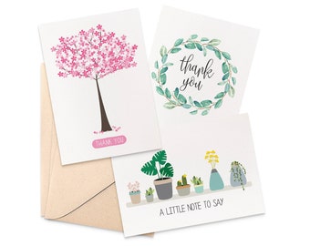 Thank You Card Pack, Set of 3 Cards, Greeting Cards, Cards to say Thank You, CP3_013