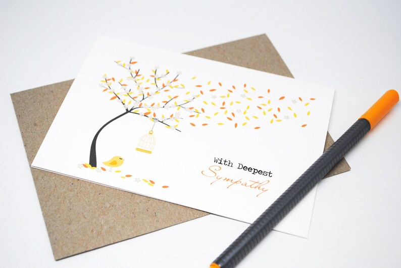 Sympathy Card, Thinking of You Card, Bereavement Card, Orange Fall Autumn Tree, Condolence Card, Sorry Card, Card Sympathy, WDS017 image 7