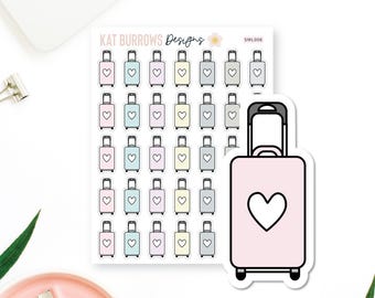 Suitcase Planner Stickers, Travel Stickers,  Luggage Stickers, Erin Condren Planner Stickers, Happy Planner Stickers, SML006