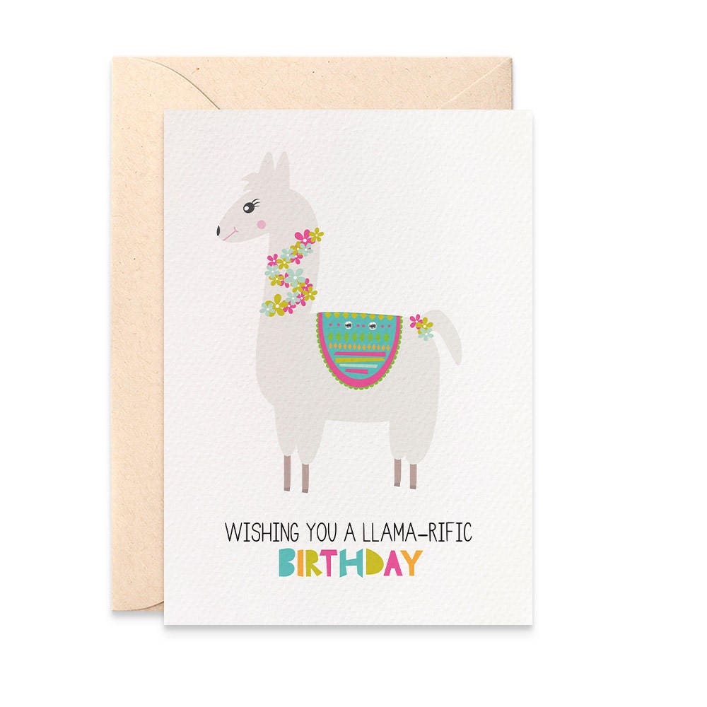 Llama Birthday Card Girl Llama Card for Birthday Card for | Etsy