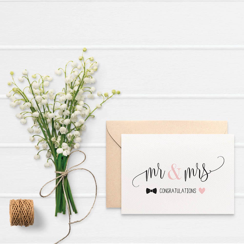 thumbnail image 2 of Wedding Card For Couple - Mr And Mrs Walking In Field Just Married Greeting Card 2 of 11