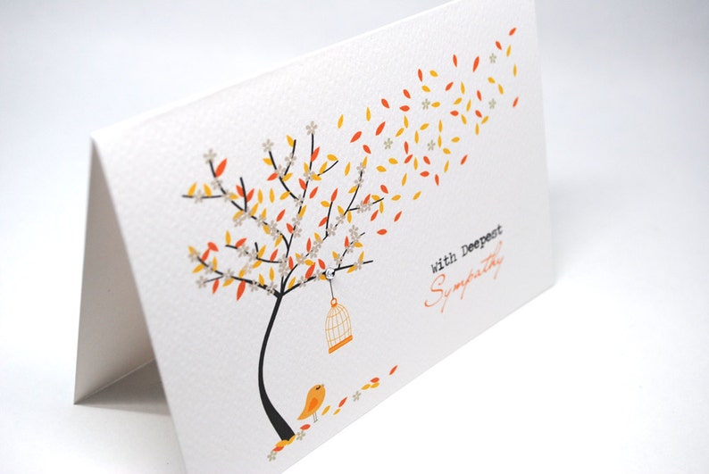 Sympathy Card, Thinking of You Card, Bereavement Card, Orange Fall Autumn Tree, Condolence Card, Sorry Card, Card Sympathy, WDS017 image 6