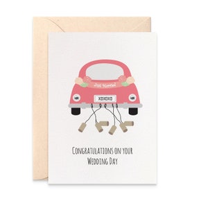 Wedding Card for Bride and Groom, Congratulations Card, Bridal Car Just Married Card,  Wedding Day Card, Cards for Weddings, WED047