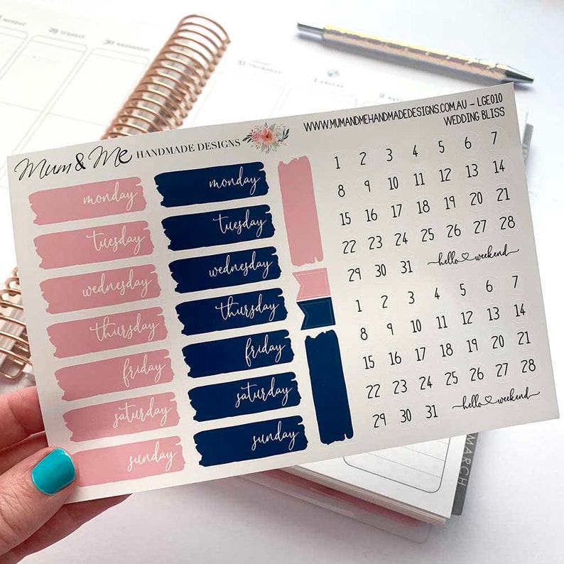 Date Cover Header Planner Stickers with Numbers Date Cover Etsy
