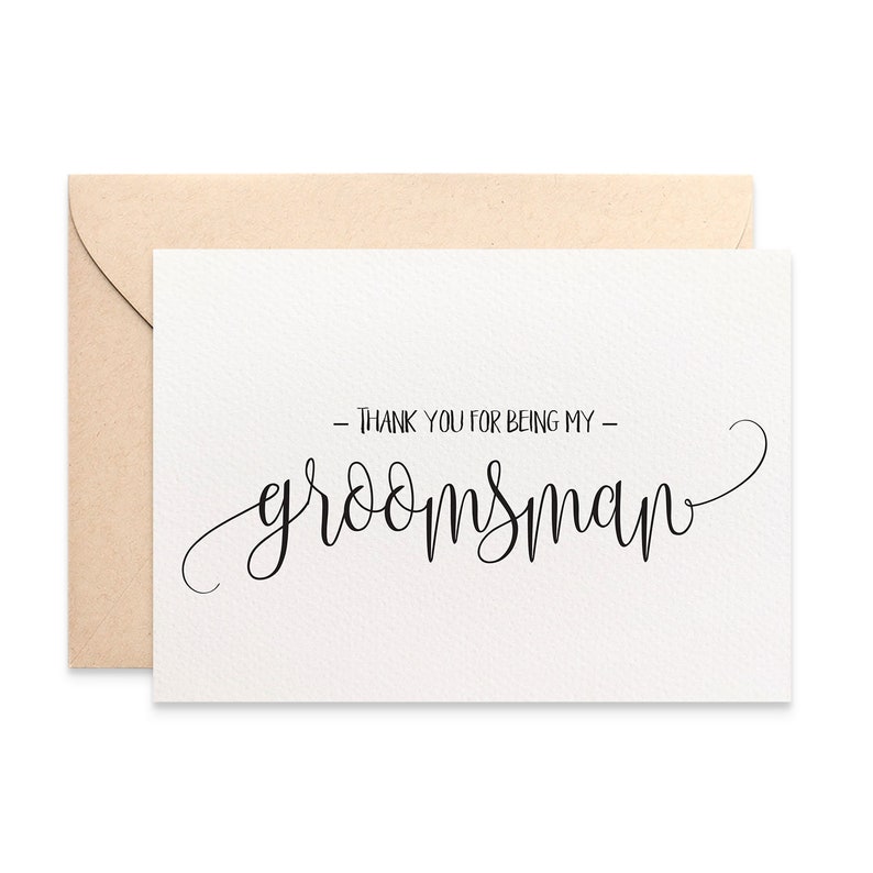 Thank you for being my Groomsman Card, Wedding Card, Script Font, Thank You Groomsman, Wedding Thank You Cards, Bridal Party Cards, WED060 image 1