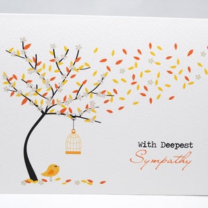 Sympathy Card, Thinking of You Card, Bereavement Card, Orange Fall Autumn Tree, Condolence Card, Sorry Card, Card Sympathy, WDS017 image 5