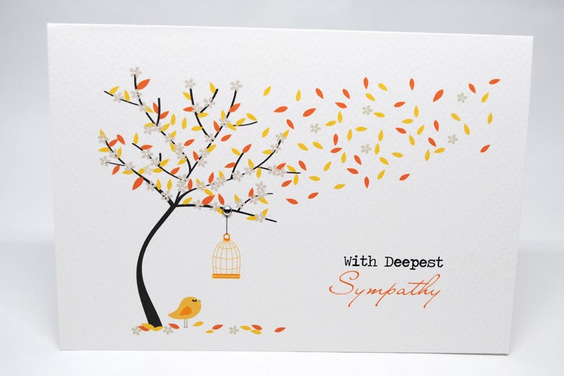 Sympathy Card, Thinking of You Card, Bereavement Card, Orange Fall Autumn Tree, Condolence Card, Sorry Card, Card Sympathy, WDS017 image 5