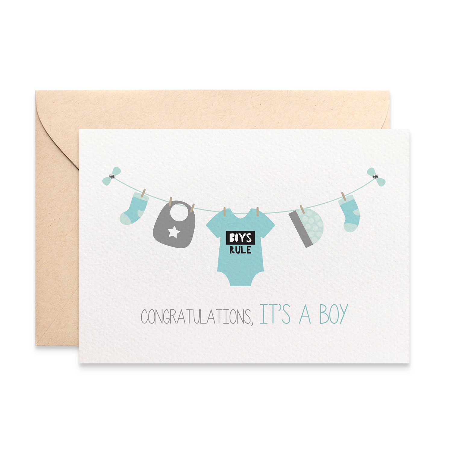 New Baby Card Baby Boy Card Baby Items on Line Boys Rule | Etsy