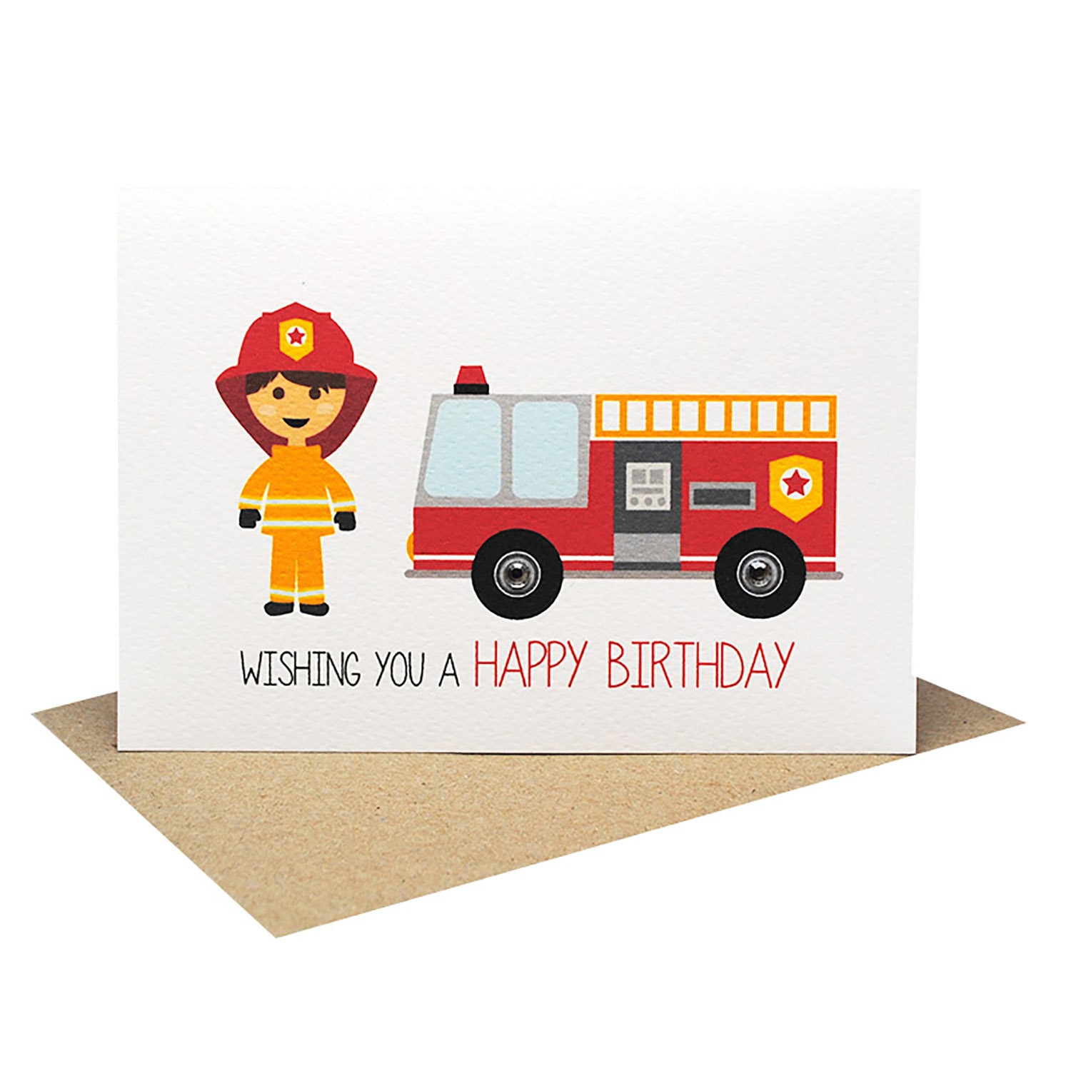 Tarjeta Niño Camión Bomberos Designer Greetings Tarjeta De Cumpleaños Juvenil Troquelada Con Diseño De Camión De Bomberos Rojo Con Luces Moradas Para Nieto Tarjeta Padre Diseño Infantil