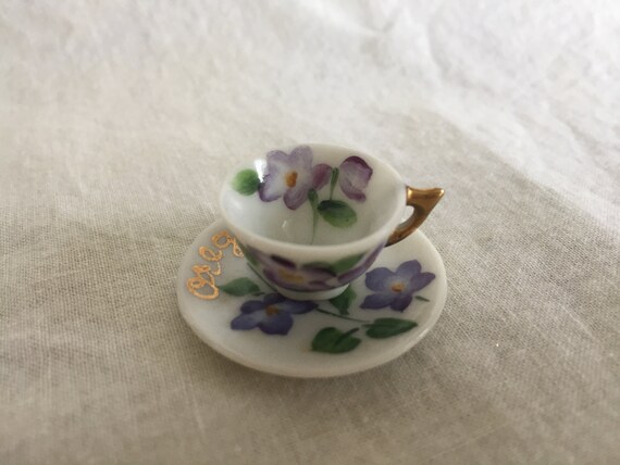 Apple Pattern 1996 Fibre-Craft Miniature Porcelain Tea Set 5 Pieces
