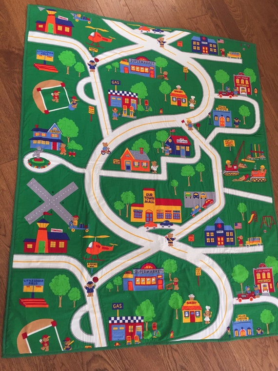 Play Mat Car Play Play Quilt Pretend Play Roadway Track Etsy