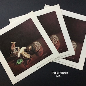 Litho Art Print Ephemera~Bernard Printing~Scafa Tornabene Art~Vintage 1970&#39;s~Anthropomorphic Sports~Comedic~StillLife Mushrooms~Water Closet