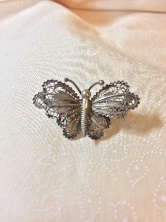 Vintage Filigree Butterfly Brooch//Butterfly Brooc