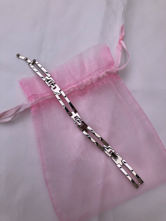 Vintage 925 Sterling Silver Link Bracelet, Solid … - image 8